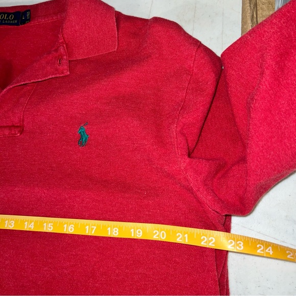 Polo Ralph Lauren Men’s L Red LS Shirt Green Pony Logo Preppy Y2K Classic Fit - Picture 6 of 10